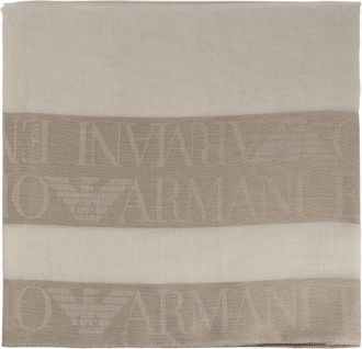 Emporio Armani Accessoires, Dames, Beige, ONE Size, Katoen, Logo Sjaal