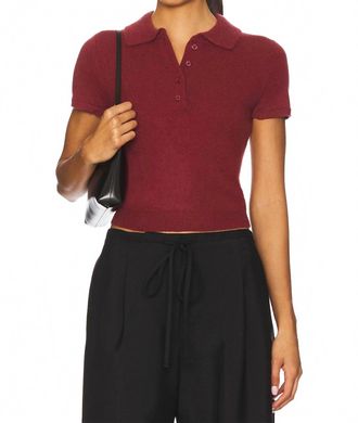 Jonathan Simkhai Twila Short Sleeve Polo In Cranberry