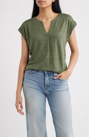 Bobeau Caty Pleat Front Knit Top in Olive Moss at Nordstrom, Size X-Large