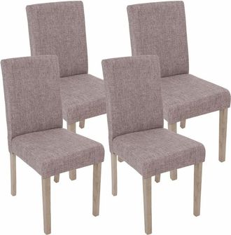 Hhg Hhg - Nunca Usado] Lote De 4 Sillas De Comedor Littau, Silla Silla De Cocina, Textil, Gris, Patas Estructura - Roble