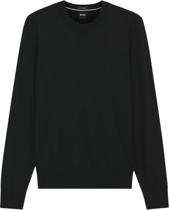 HUGO BOSS H-Leno-L Trui - Heren - Ronde hals truien - Zwart - S - Wol - Truien & Vesten