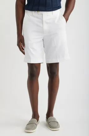 Berle Microfiber Flat Front Shorts in White at Nordstrom, Size 44