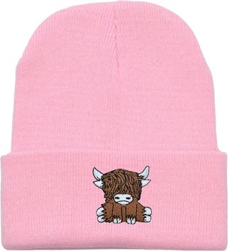 Generic Scottish Highland Cow Hat for Women Cute Scottish Cow Knitted Hat Warm Hip Hop Hat for Winter Unisex Ski Hat Fur Hat Women Comfy