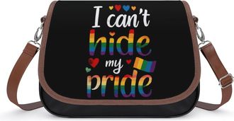 Generic I Cant Hide My Proud LGBT Crossbody Bag Womens Handbag PU Message Bags Shoulder Purse with Adjustable Strap