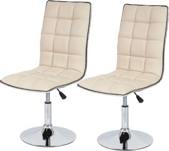 Hhg [nunca Usado] Juego De 2 Sillas De Comedor Hhg-834, Silla De Cocina, Regulable En Altura, Giratoria, Piel Sint&eacute;tica Con Certificaci&oacute;n Mvg, Color Crema