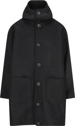 Cini Jas met opgestikte zak en capuchon - Zwart