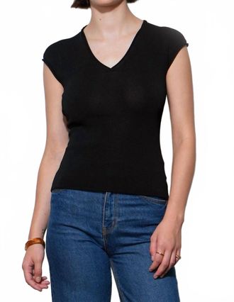 Greylin Natalie Deep V-Neck Knit Top In Black