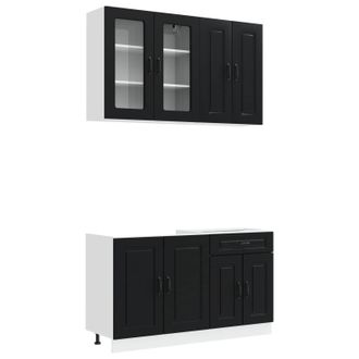 vidaXL Unidad De Cocina Kalmar 4 Uds. Negro Madera De Ingenier&iacute;a Vidaxl