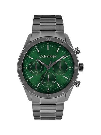 Calvin Klein Reloj Multifunci&oacute;n De Acero Ba&ntilde;ado En Gris