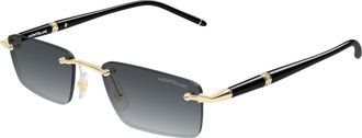 Montblanc Gold Mb0484s Gradient Rimless Rectangular Sunglasses