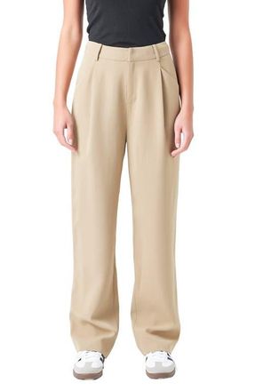 Grey Lab High Waist Wide Leg Pants in Khaki at Nordstrom, Size X-Small