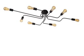 Lucide LESTER Dimmable Stylish Indoor Decorative Flush Ceiling Light 8xE27 in Black