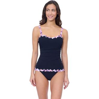 Gottex Riga D Cup Center Ruched Tankini in Black at Nordstrom, Size 36