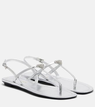 Prada Metallic leather sandals