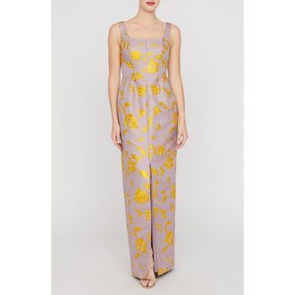 Kay Unger Indiana Floral Column Gown in Lilac Mist/Gold Honey at Nordstrom, Size 10