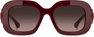 Etro 52mm Gradient Rectangular Sunglasses in Burgundy/Brown at Nordstrom