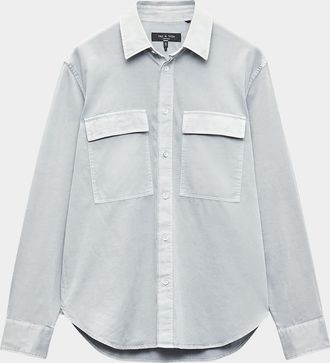 Rag & Bone Mens Finch Overdyed Flap-Pocket Button-Down Shirt