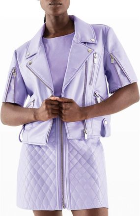 AS by DF Nico Recycled Leather Jacket in Pastel Lilac at Nordstrom, Size Xx-Large
