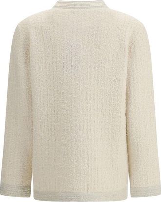 Gucci Boucl&eacute; Lam&eacute; Wool Cardigan - Beige