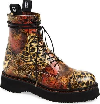 R13 Core Single Stack Boot in Printed Yellow Leopard at Nordstrom, Size 41