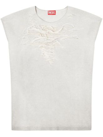 Diesel T-shirt met gescheurd detail - Grijs