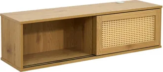 Oviala Mueble de TV de pared bohemio de 108 cm en madera clara