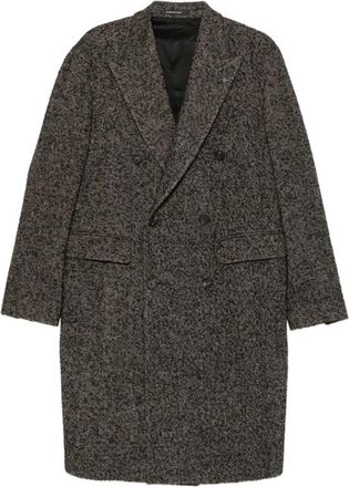 Tagliatore Herringbone Double-Breasted Coat - Heren - Mantel - Bruin - M - Wol - Jassen