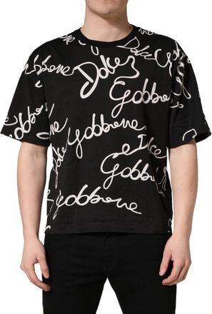 Dolce & Gabbana Black Script Logo Print Men Crew Neck Mens T-shirt
