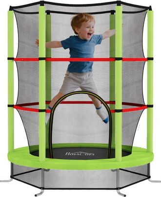 HOMCOM Homcom Cama El&aacute;stica Infantil Trampol&iacute;n Para Ni&ntilde;os De 3-6 A&ntilde;os Con Red De Seguridad Carga 45 Kg Para Interior &Oslash;140x190 Cm Verde