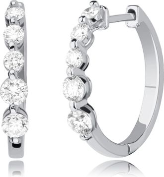 MAX + STONE Sterling Silver Lab Grown Diamond Hoop Earrings For Women