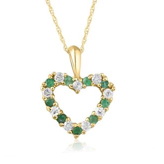 Pompeii3 1/2ct Emerald & Diamond Heart Pendant Solid 14K White, Yellow, or Rose Gold 1/2