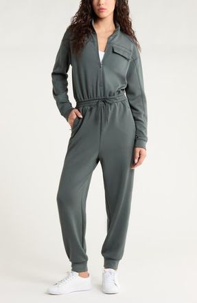 Zella Lift Off Long Sleeve Jumpsuit in Green Urban at Nordstrom, Size Xx-Large