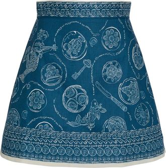 Alemais Alemais Lucky Printed Linen Mini Skirt - Blue - 12 (UK12 / M)