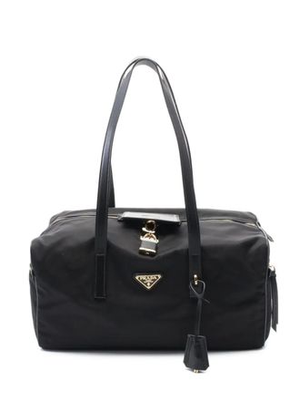 Prada 2020 logo-plaque luggage bag - women - Nylon - One Size - Black
