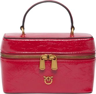 Pinko Crinkled Leather Mini Shoulder Bag with Love Birds Plaque
