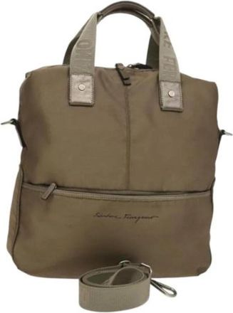 Ferragamo Pre-owned Nylon handbags - Dames - Vintage Shopper - Beige - ONE Size - Nylon - Vintage