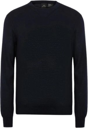 A|X Armani Exchange Crewneck Sweater - Heren - Ronde hals truien - Blauw - XS - Wol - Truien & Vesten