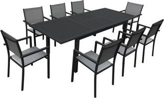 Happy Garden Conjunto de jard&iacute;n de 6 a 8 plazas color gris y aluminio antracita