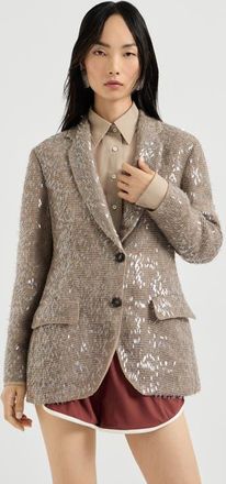 Brunello Cucinelli Dazzling Embroidery blazer in Rope at Nordstrom, Size 48 It