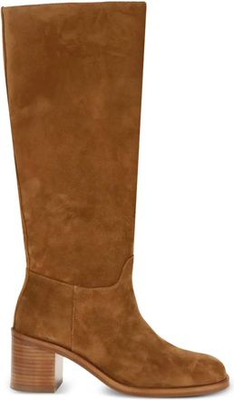 Stuart Weitzman 60mm Finn suede-leather block-heel boots - women - Calf Suede/Calf Leather/Calf Leather - 38,5 - Brown