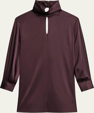 Theory Long-Sleeve Tie-Back Satin Dress