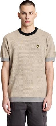 Lyle & Scott Round-neck Knitwear, male, Beige, Size: XL Triangle Short Sleeve Jumper