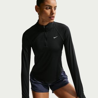 Nike Womens Tempo Dri-FIT 1/4-Zip Running Top in Black | HV2852-010