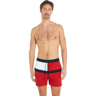 Tommy Hilfiger Men Swim Trunks Medium Drawstring Mid-Length, Red (Primary Red), M