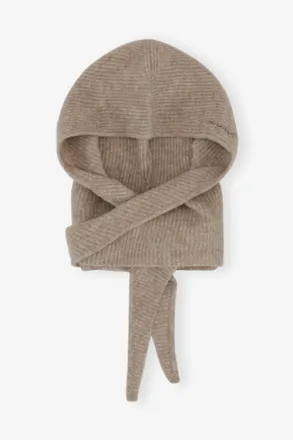 Ganni Brown Soft Wool Balaclava