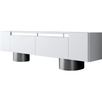 Asir Group LLC Mobili TV, tavolo TV, credenza bassa Stand Bianco Argento