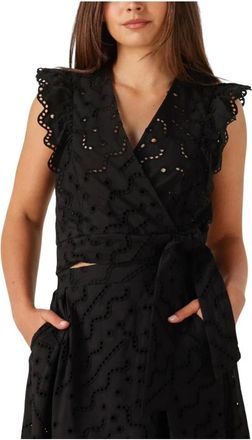 Suncoo Tops, Dames, Zwart, S, Linnen, Veelzijdige Lila Top voor Zomerse Dagen