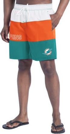 G-III Sports by Carl Banks Mens G-III Sports by Carl Banks Aqua/Orange Miami Dolphins Sunrise Volley Swim Shorts at Nordstrom, Size Medium