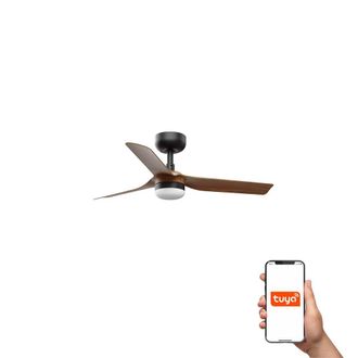 Netlighting Mini Punt 90cm Smart LED Ceiling Fan Black Dark Wood Blades