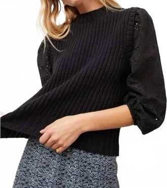 Rails Dhalia Eyelet Sleeve Sweater In Black